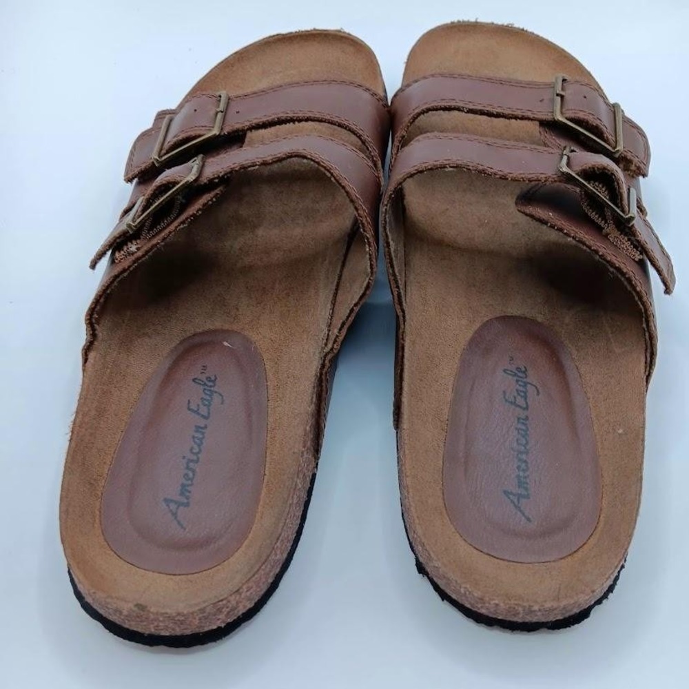 American Eagle Shoes Womens Size 7.5 Double Strap Slip On Sandals Buckle Comfort - Picture 7 of 8